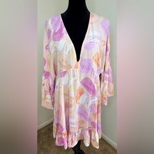 Anthropologie Label of Love floral watercolor feminine flirty babydoll dress med
